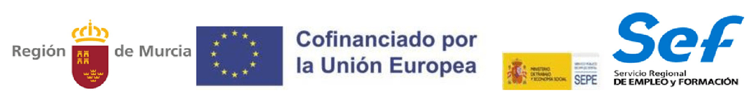 Región de Murcia, Cofinanciado por la Unión Europea, SEPE y SEF (Servicio Regional de Empleo y Formación)